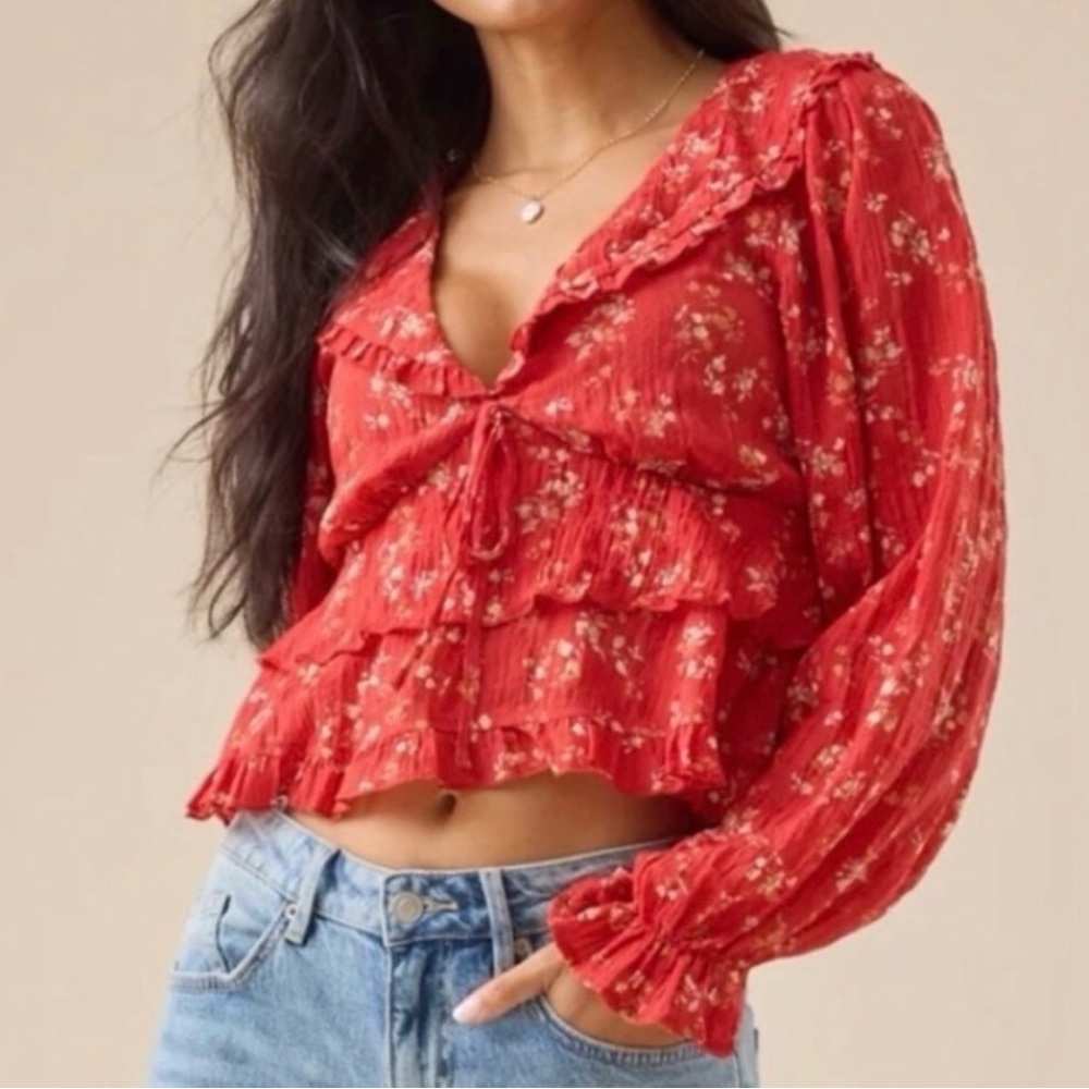 Altar’d State - Floral Ruffle Blouse - Picture 1 of 6